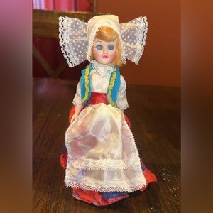 Vintage Ethnic Doll. Head, Arms And Eyes Movable.  On a stand